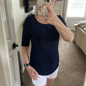 Apt 9 navy blue scoop neck pull over dressy blouse